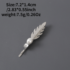 Alloy Leaf Hair Pin with Faux Pearl Rhinestones