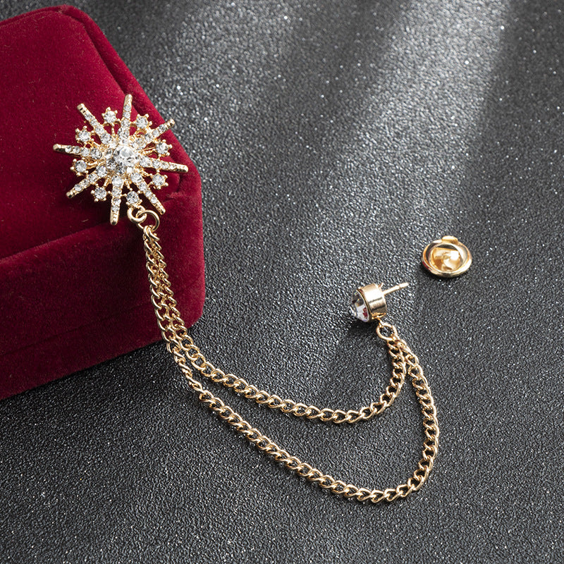 Men's Eight-Pointed Star Tassel Suit Brooch