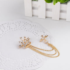 Men's Crystal Cross Crown Chain Tassel Brooch Pin