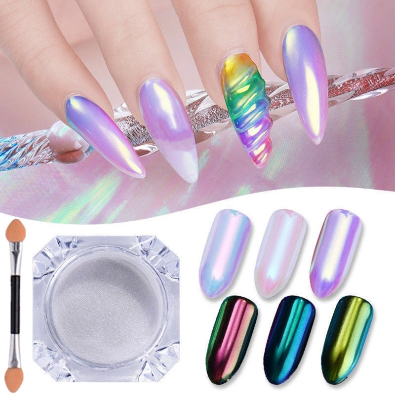 Aurora Mirror Pigment Iridescent Glitter Nail Art Dust