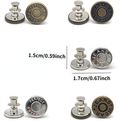 6pcs Adjustable Seam Button Pins for Jeans Sweater Suit