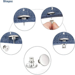 8pcs Adjustable No Sew Jeans Button Metal Clips for Loose Jeans Repair