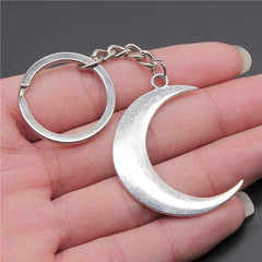 Women Keychain Silvery Metal Crescent Moon Pendant Keyring Souvenirs