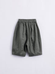 Kids Natural Linen Lantern Cropped Pants