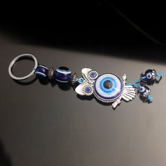 Evil Eye Owl Keychain Good Luck Metal Key Ring Evil Eye Hanging Decoration
