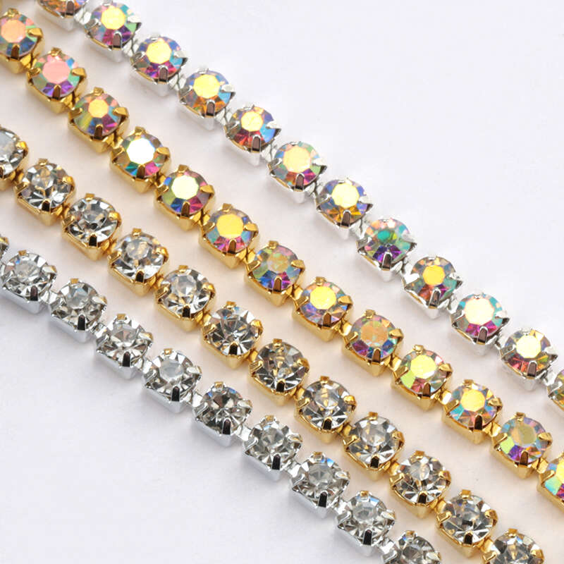 1yard Glitter Crystal Rhinestone Chain Sew On Glue On Chain Colorful Chain