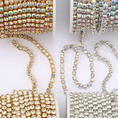 1yard Glitter Crystal Rhinestone Chain Sew On Glue On Chain Colorful Chain