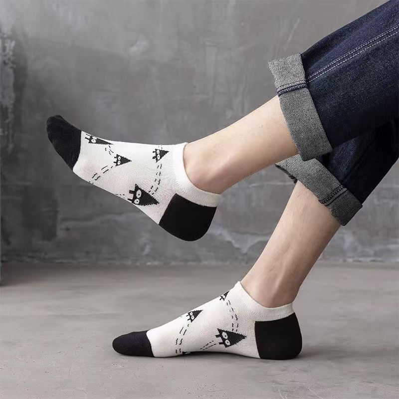 5 Pairs Men's Cotton Ankle Socks For Sneakers & Sports Shoes