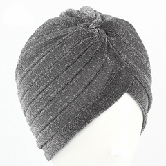Bright Pleated Turban Cap Solid Bonnet Top Knot Hijab Caps