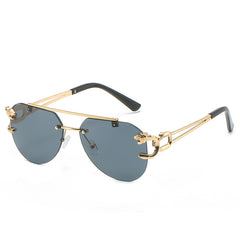 Men's Frameless Leopard Head Double Beam Sunglasses