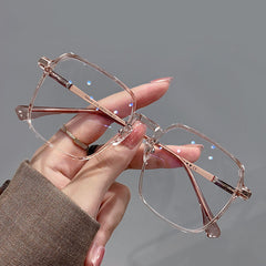 Square Anti Light Glasses For Women Men Students Jelly Nearsighted Myopia