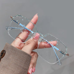 Square Anti Light Glasses For Women Men Students Jelly Nearsighted Myopia