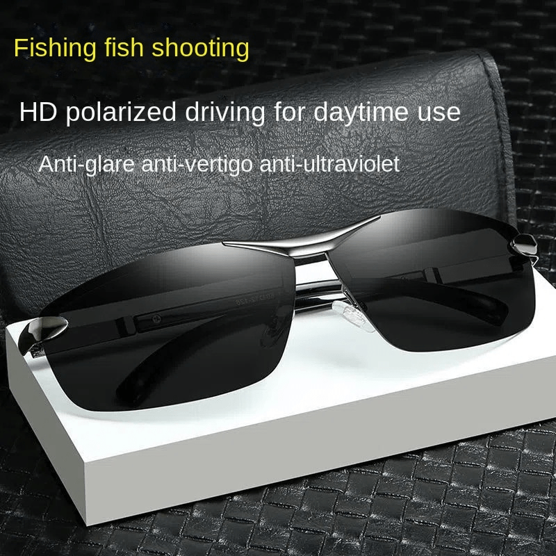 Men's Driving Sunglasses Anti Polarized Fishing Glasses With Zipper Case