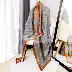 Classic Print Satin Long Scarf Silk Shawl Head Wrap Windproof Travel Beach Towel