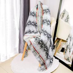 Classic Print Satin Long Scarf Silk Shawl Head Wrap Windproof Travel Beach Towel