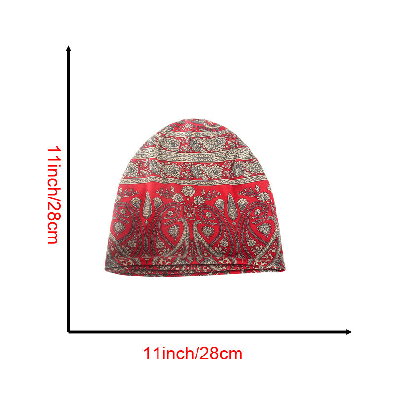 Boho Print Beanie Lightweight Elastic Skull Cap Women's Baggy Slouchy Chemo Cap