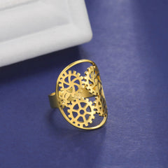 Adjustable Stainless Steel Gear Ring for Men