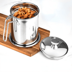 Stainless Steel Strainer Pot Residue Filter Oiler For Home Use