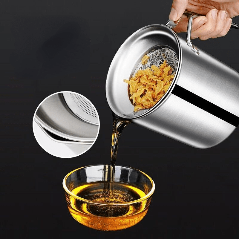 Stainless Steel Strainer Pot Residue Filter Oiler For Home Use