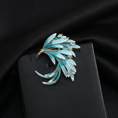 Gradient Phoenix Feather Enamel Brooch for Men