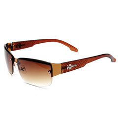 Men's Square Frame Metal Rimless Sports Sunglasses with Case