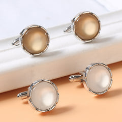 Men's Round Crystal Cufflinks for French Couple Shirt