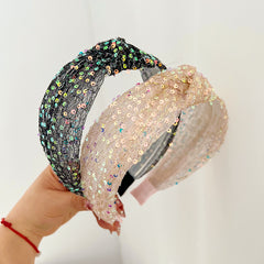 Sweet Mesh Knotted Headband Wide Brim Hair Band