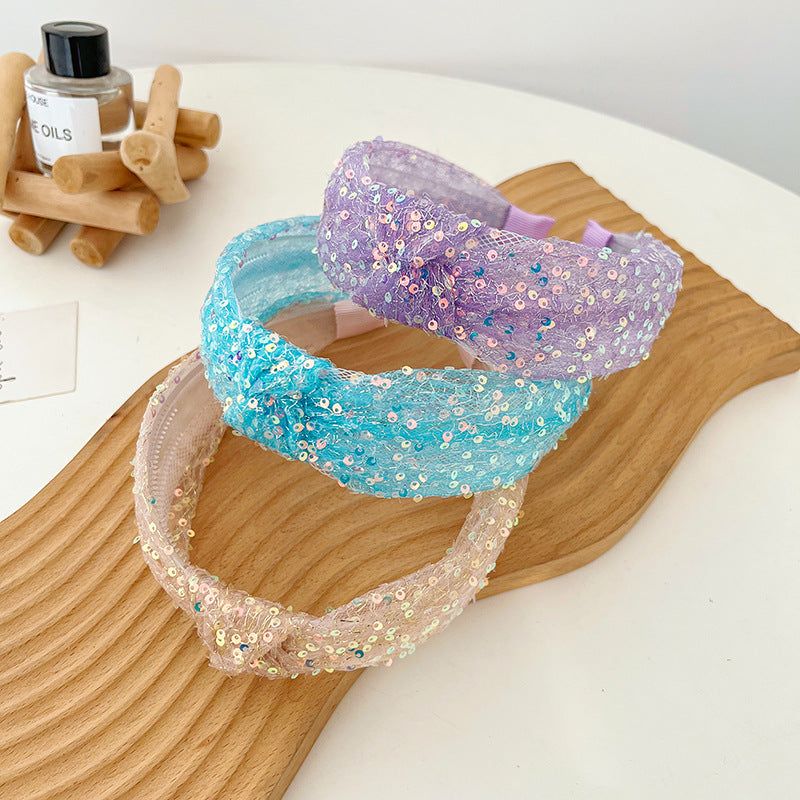 Sweet Mesh Knotted Headband Wide Brim Hair Band