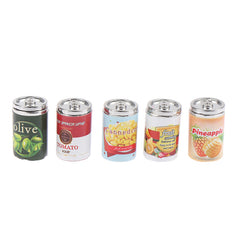 5pcs Mini Food & Beverage Can Models Dollhouse Playset Faux Snack