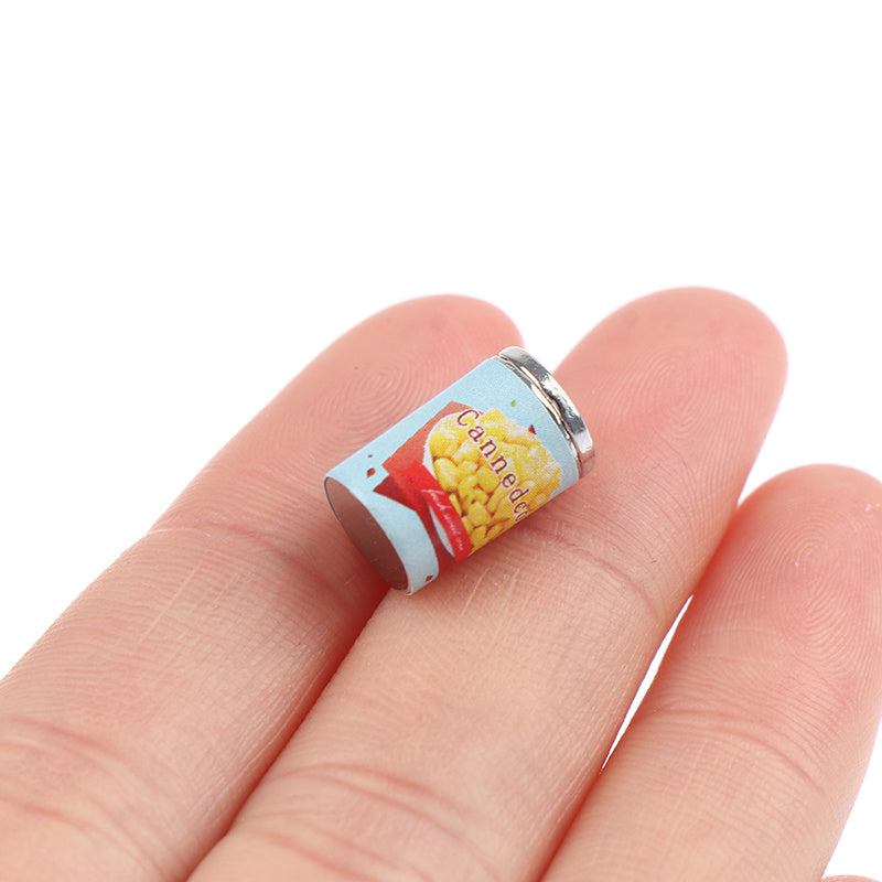 5pcs Mini Food & Beverage Can Models Dollhouse Playset Faux Snack
