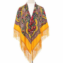 Flower Pattern Fringe Trim Scarf Shawl Shawl Scarf Wrap Casual Head Wrap