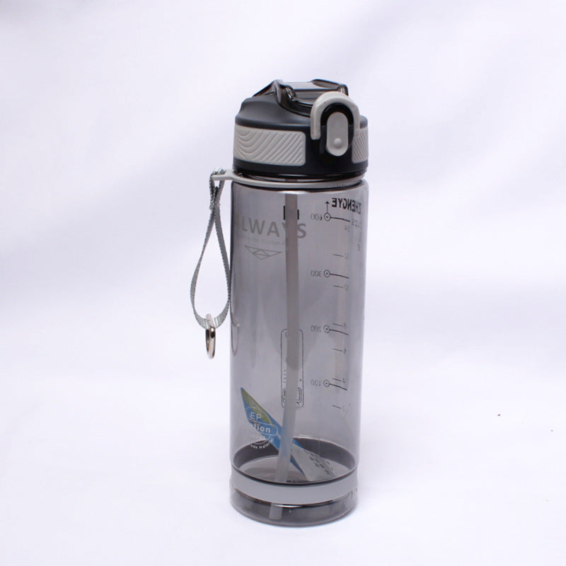 800ml Transparent Water Bottle with Straw for Outdoor Sports