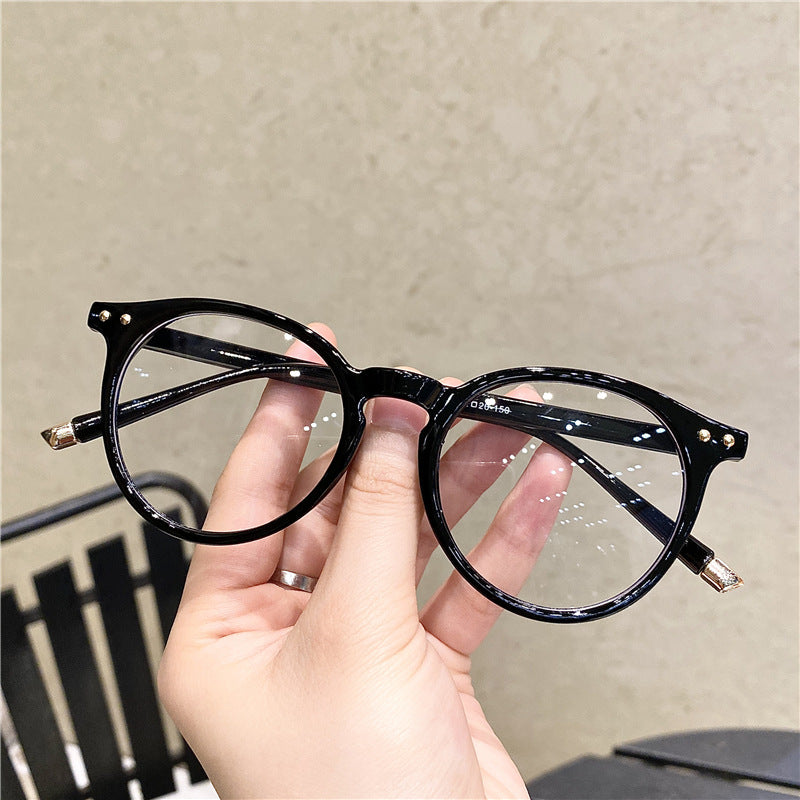 Anti Light Glasses for Men Women Students Rivet Decor Spectacles Frame