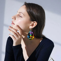 7 Chakra Teardrop Earrings PU Leather Jewelry