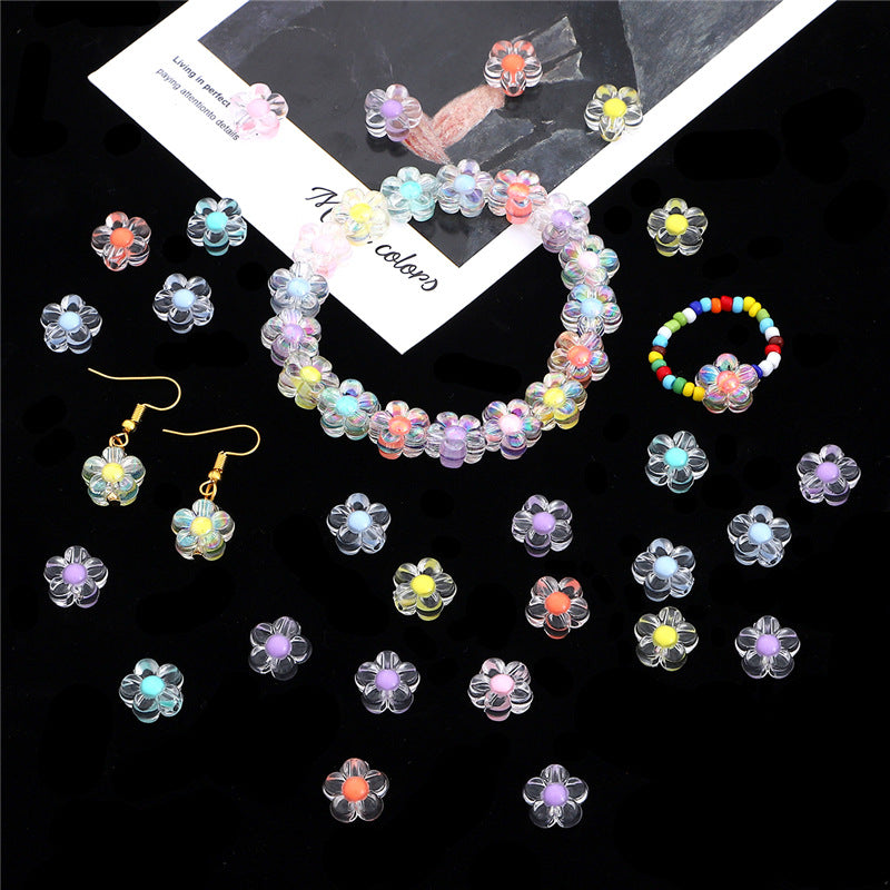 50pcs Acrylic Flower Beads for DIY Jewelry Accessories