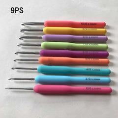 9pcs Colorful Handle Crochet Hooks Set 2-6mm Knitting Needles
