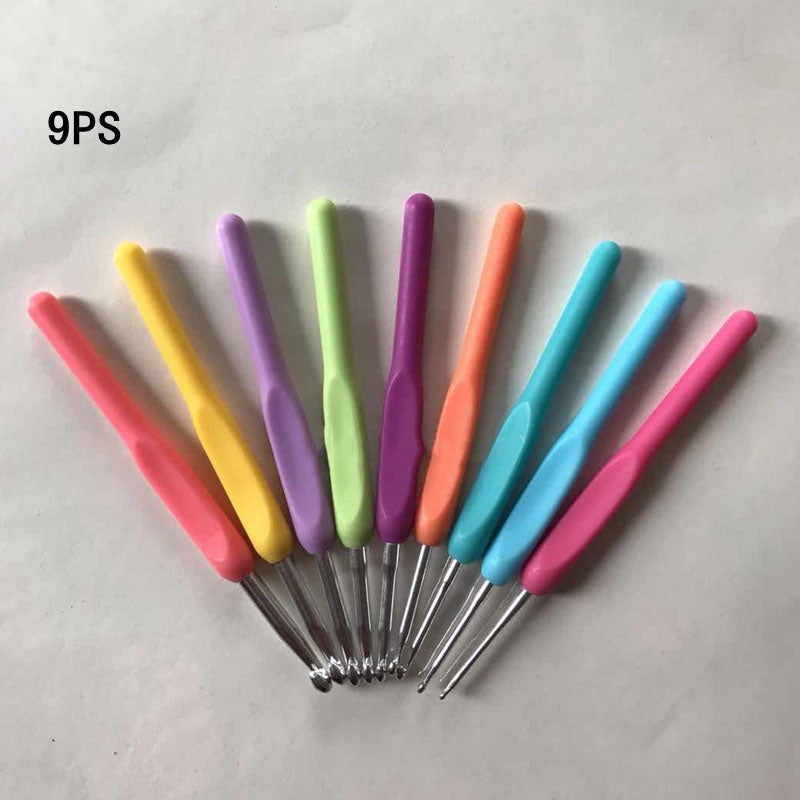 9pcs Colorful Handle Crochet Hooks Set 2-6mm Knitting Needles
