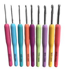 9pcs Colorful Handle Crochet Hooks Set 2-6mm Knitting Needles