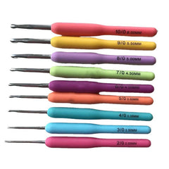 9pcs Colorful Handle Crochet Hooks Set 2-6mm Knitting Needles