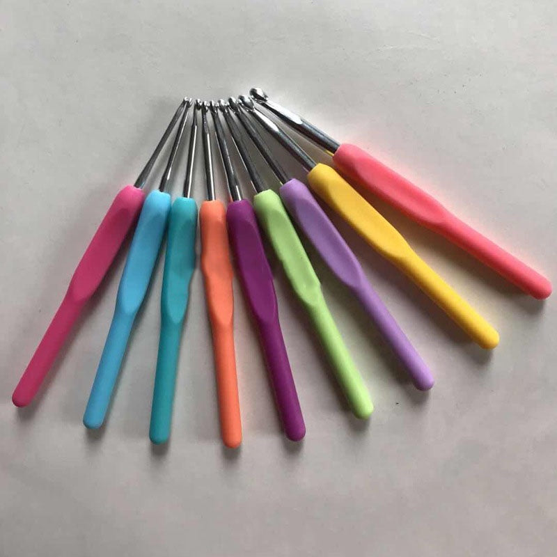 9pcs Colorful Handle Crochet Hooks Set 2-6mm Knitting Needles