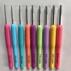 9pcs Colorful Handle Crochet Hooks Set 2-6mm Knitting Needles