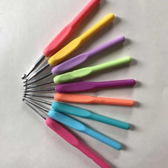 9pcs Colorful Handle Crochet Hooks Set 2-6mm Knitting Needles