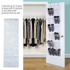 24 Pockets Shoes Organizer Rack Hanging Over The Door