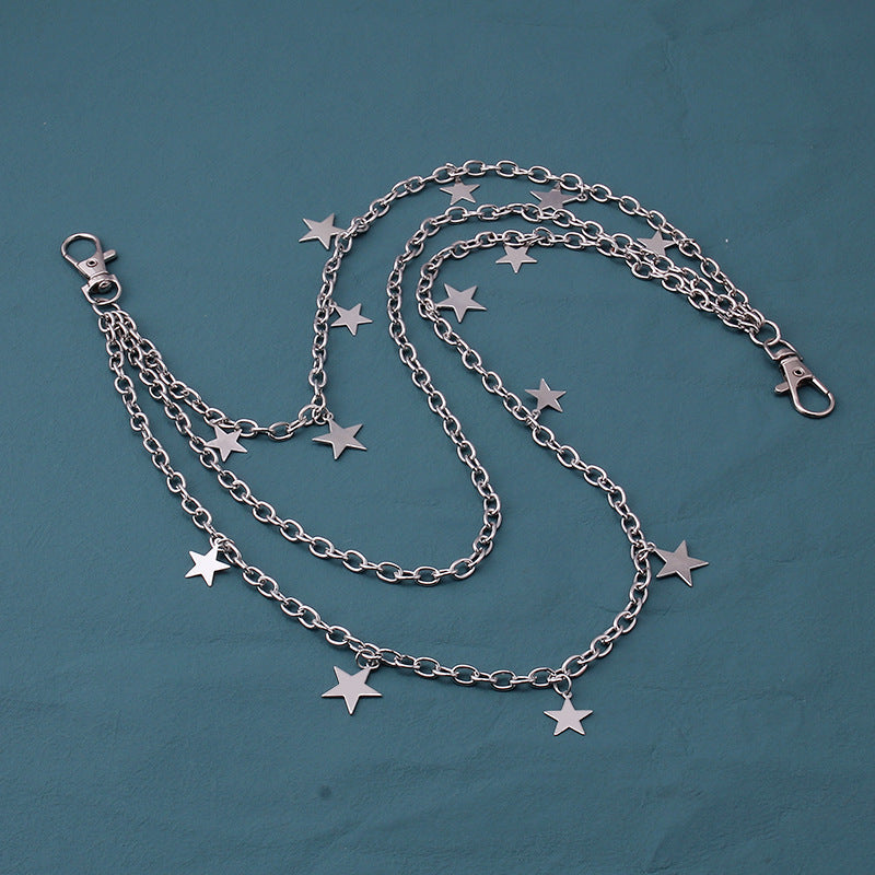 Punk Star Pendant Layered Chains Belt for Skirts Pants