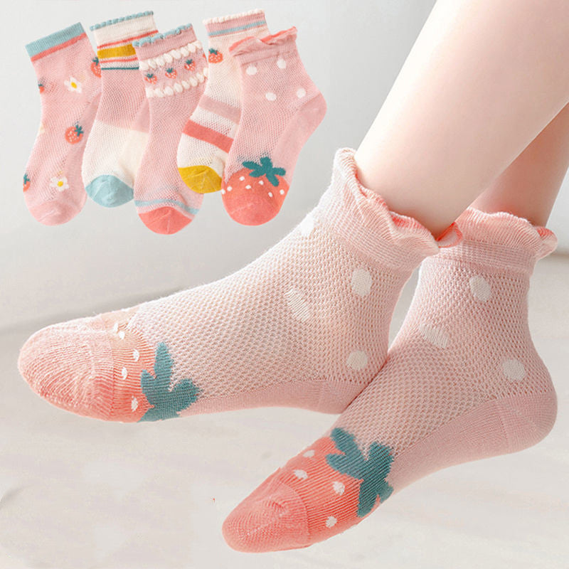 5 Pairs of Cute Kids Summer Socks, Ideal for Boys & Girls
