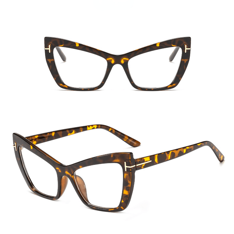 Cat Eye Clear Lens Glasses For Women Men Retro Tortoiseshell Spectacles
