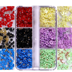 3D Flower Nail Charms with Silver and Pearl Accents Nail Art Supplies