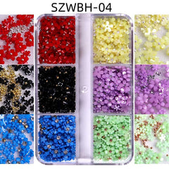 3D Flower Nail Charms with Silver and Pearl Accents Nail Art Supplies