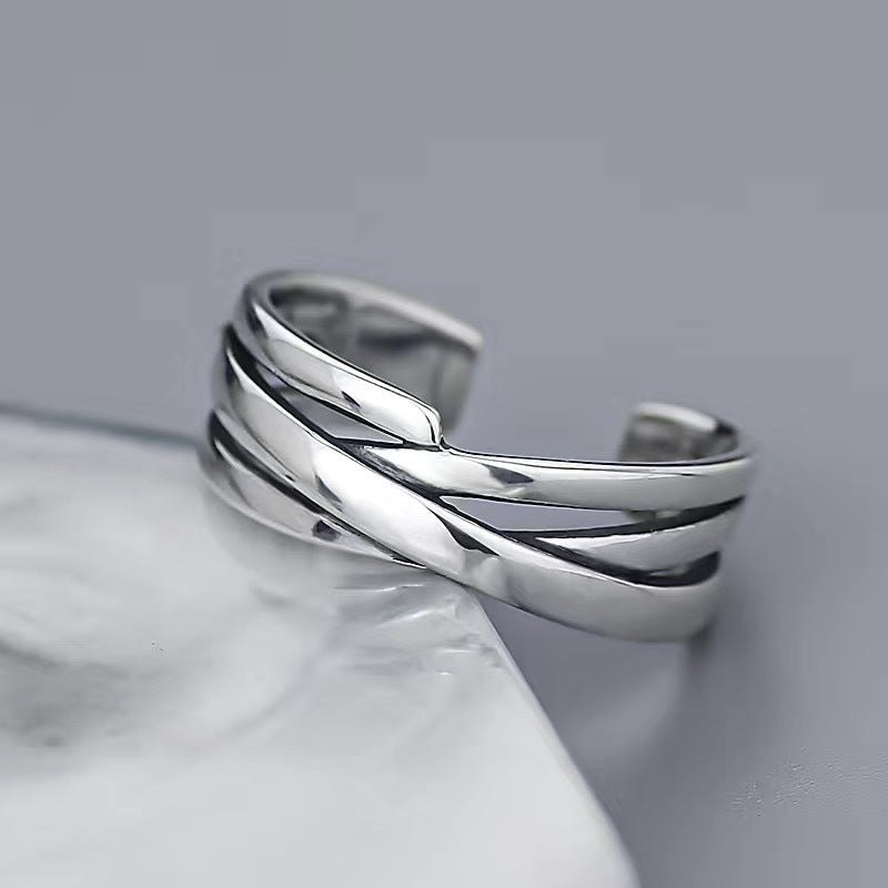 Silver Ring Tide Male Funky Port Opening Male's Mixed Index Finger Ring