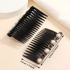 Faux Pearl Rhinestone Hair Comb Set